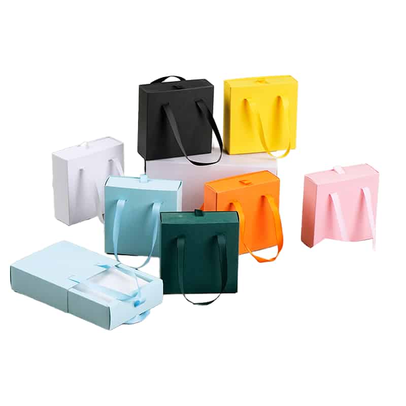 Jewelry gift box luxury paper wrapping with bow ribbon