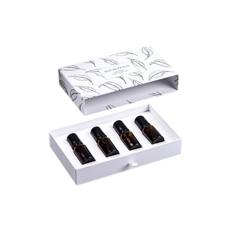 Leaf pattern design luxury essential oil white paper box