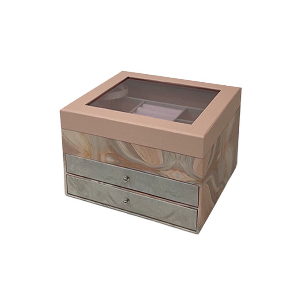 Elegant Jewelry Box with Drawers & Clear Lid - Customizable & Multi-Color