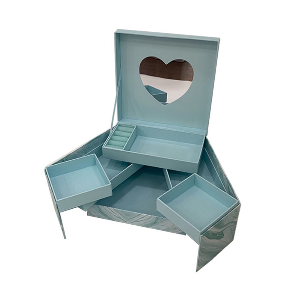 Elegant Customizable Heart Mirror Jewelry & Makeup Box Multi Color Options