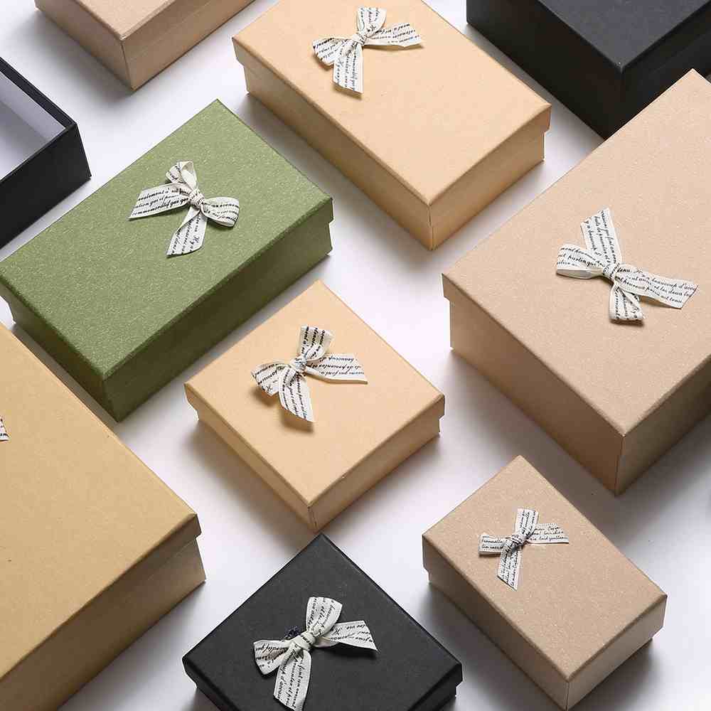 Customizable Lid and base Gift Box with Ribbon Bow Versatile & Multi Color Options