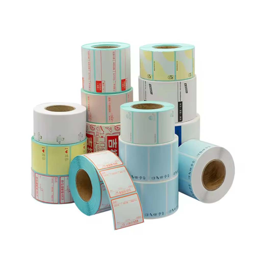 Custom Size Die Cut Thermal Paper Label Roll Thermal Paper Self-adhesive Label Custom Sticker Adhesive Sticker Custom Made White