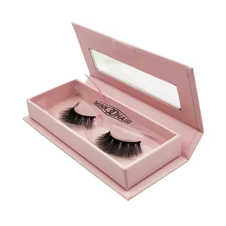 Custom Logo Hot Sale Pink Exquisite Paper Packaging Magnetic Box for False Eyelashes