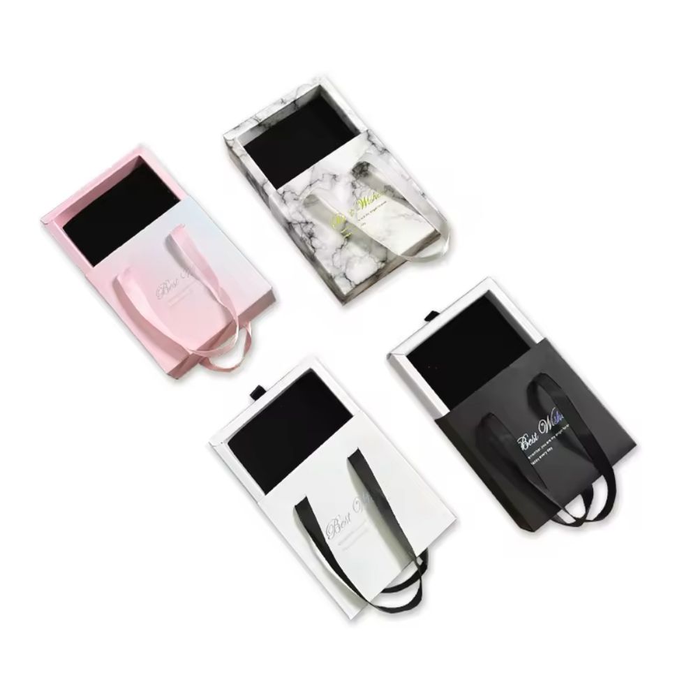 Manufacturer Custom Luxury Folding Drawer Box Printing LOGO Ring Necklace Earrings Jewelry Box With Foam Insert
