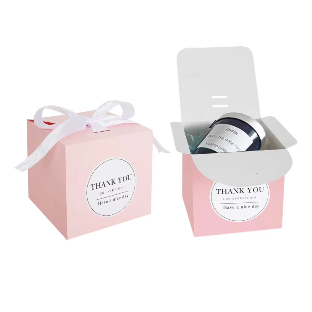 Custom Design Luxury Folding Thank You Gift Packaging Paper Box With Custom Exquisite Ribbon