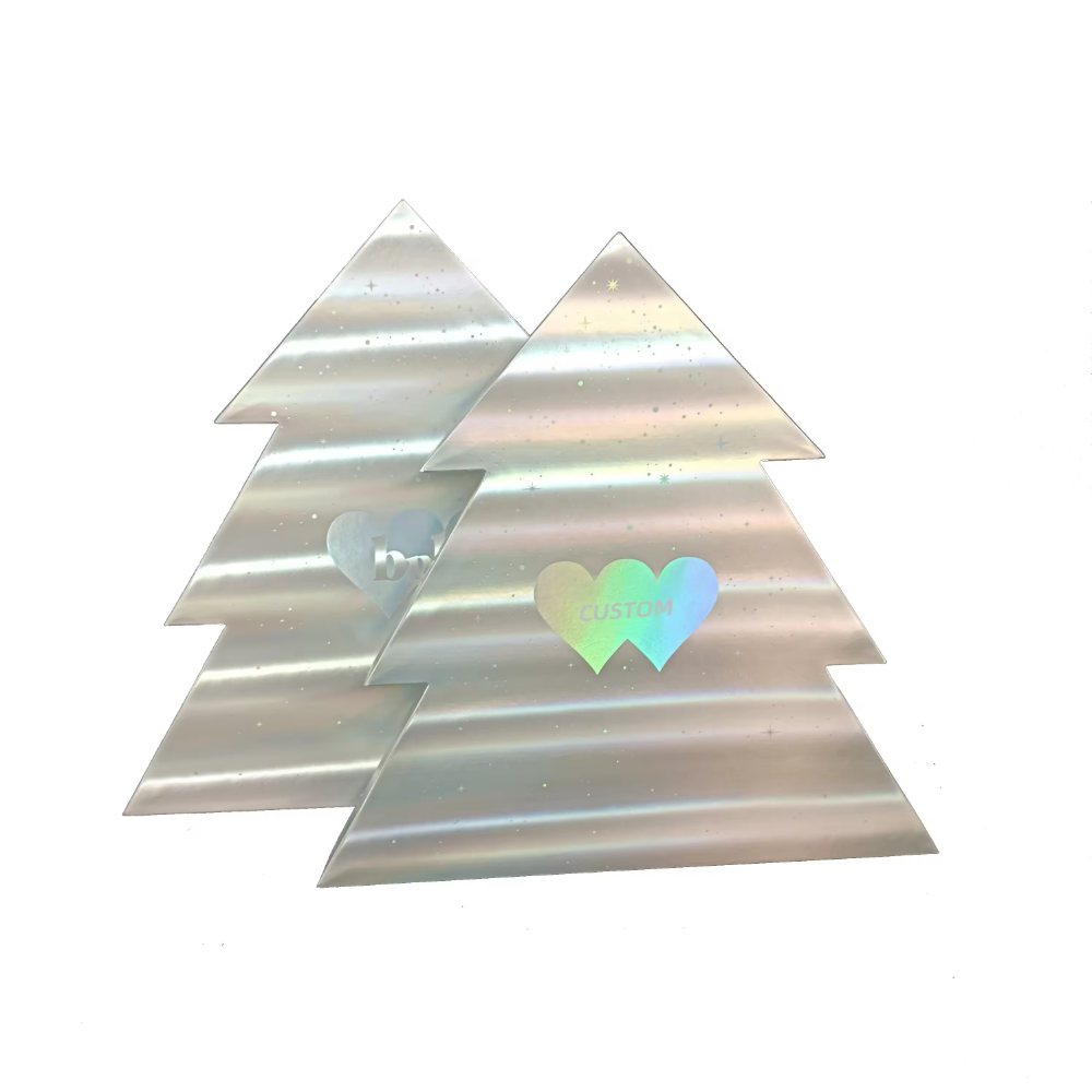 Custom Logo Luxury Holographic Silver Cardboard Box Tree Shaped Gift Box Packaging for Christmas