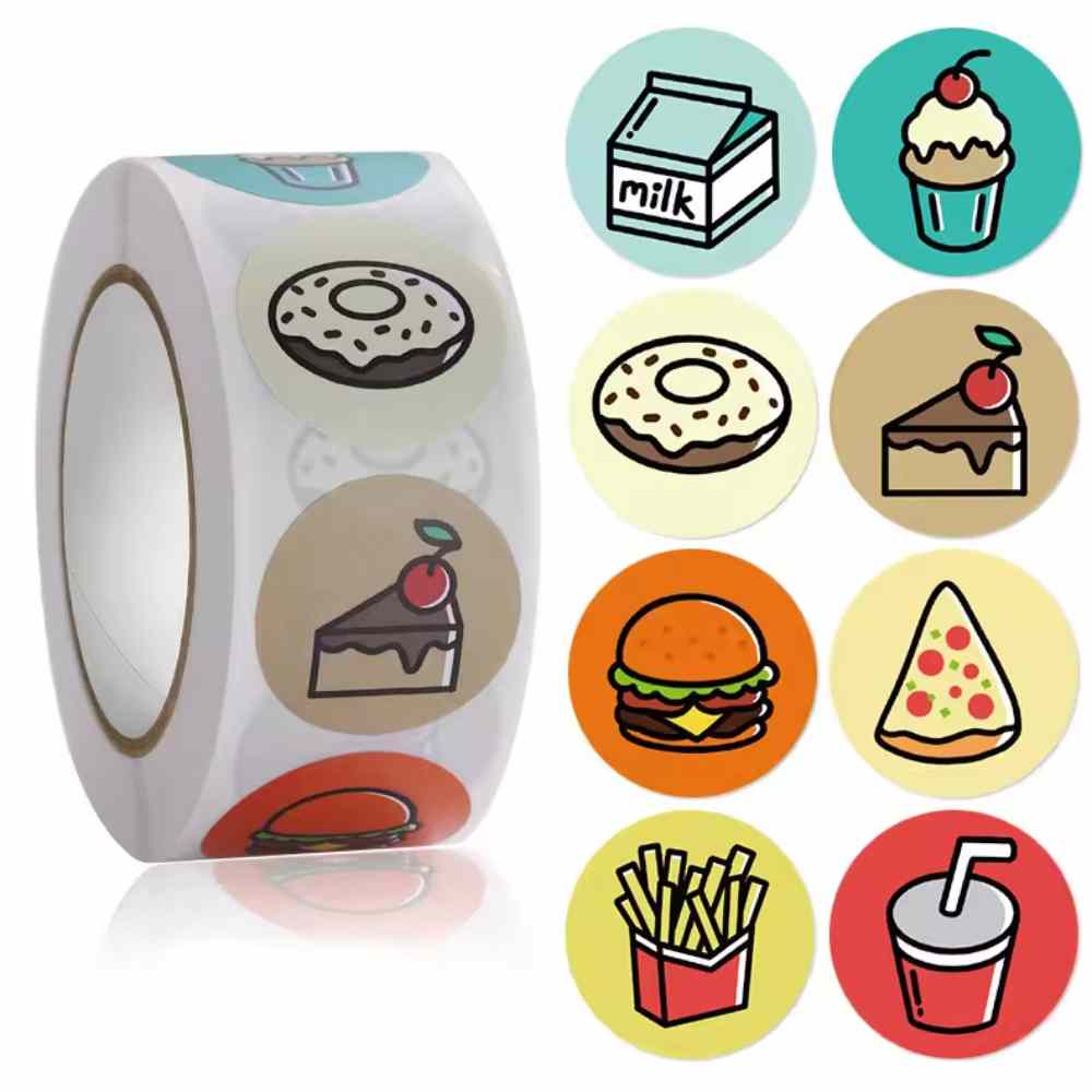 Custom Bakery Logo Circle Packaging Sticker Self-Adhesive Vinyl Waterproof Food Label for Chocolate Sealant Available in Roll