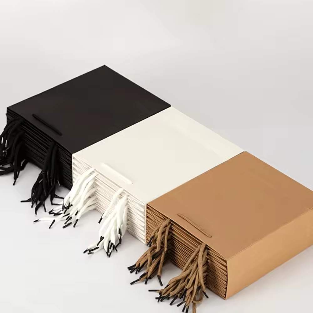 Newsense Custom Printed White Gift Bag With Handle Packing Shopping Wholesale Kraft Brown Paper Bags With Your Own logo