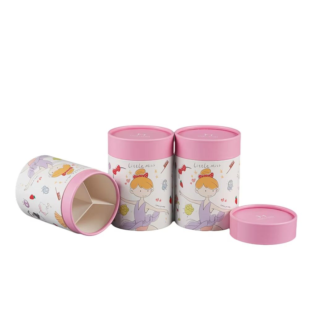 Customised Round Cylinder Paper Cardboard Tube Box Cans Packaging Candle Perfume Tea Leaf Containers with Lids
