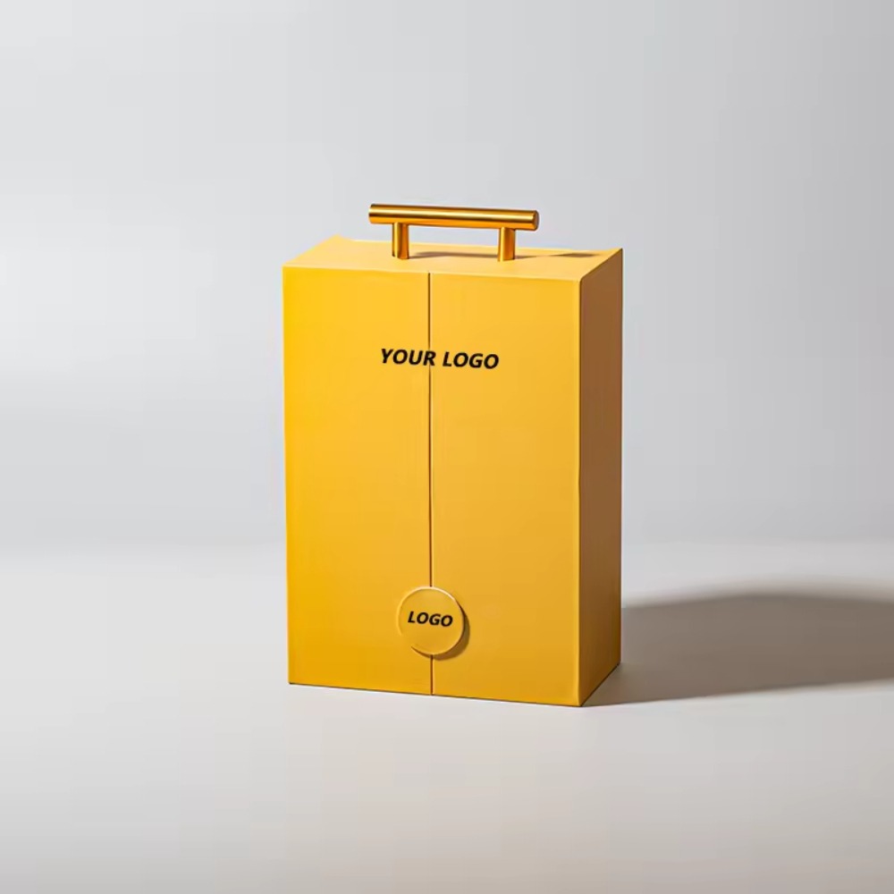 Custom Luxury Design Double Door Folding Rigid Cardboard Empty Souvenir Vip Gift Premium Packaging Paper Box with Handle