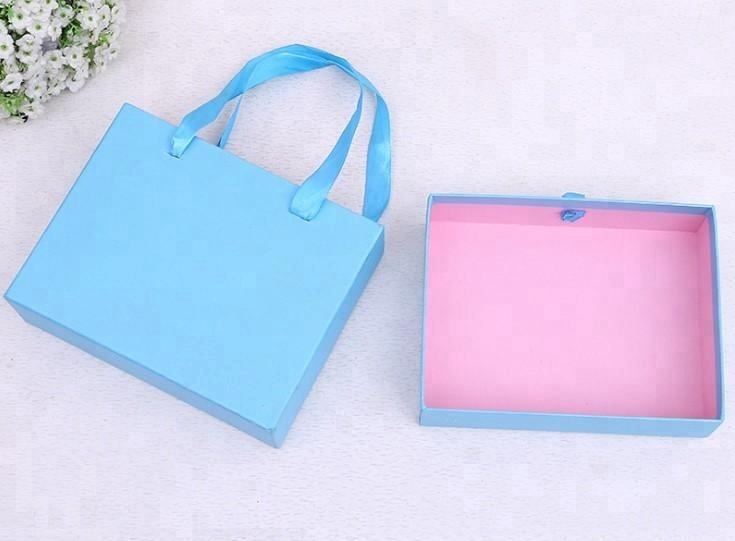 Wholesale High End Handle Bag Blue Packaging Box With Inner Bracket For Skincare Cosmetic Packaging.jpg