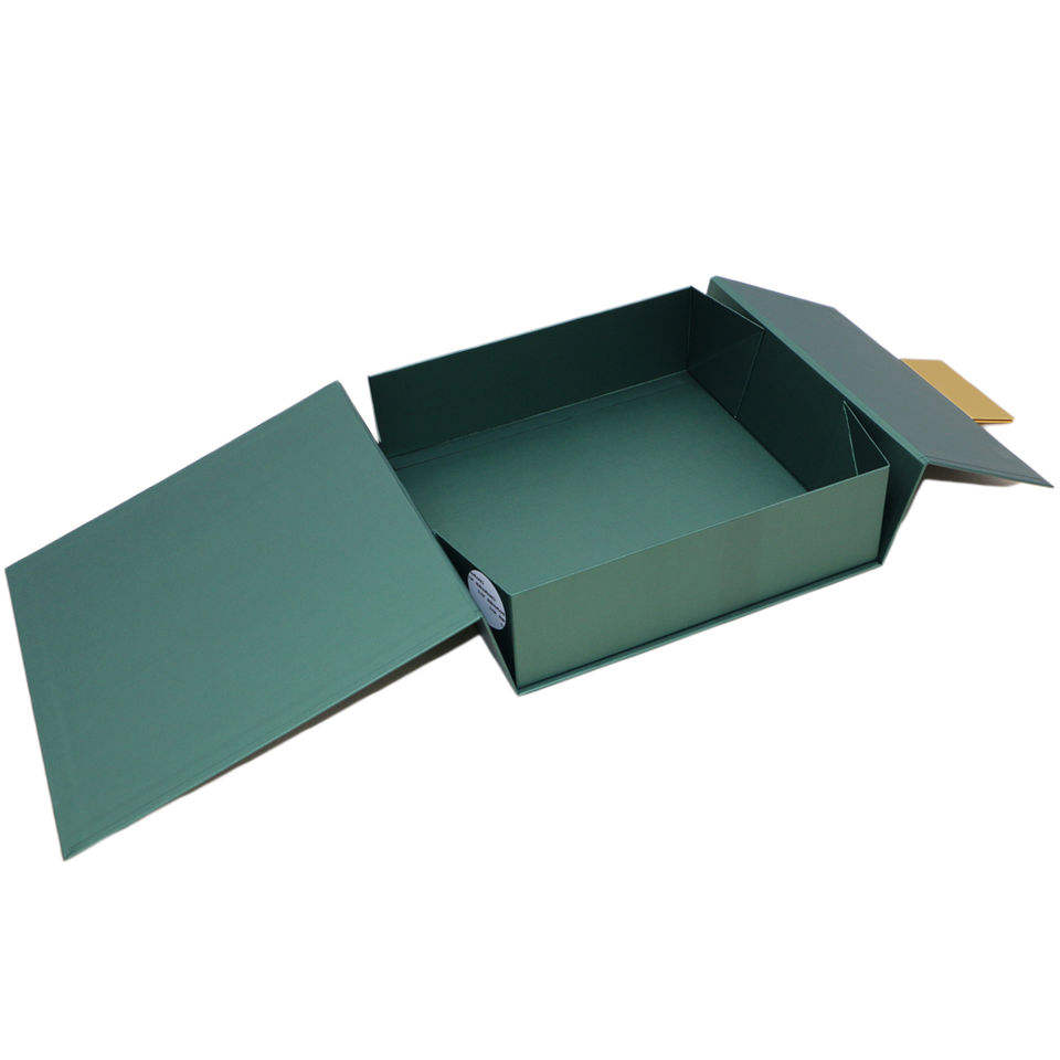 Custom Recyclable Luxury Green Double-Door Magnetic Flap Clothing Paper Box.jpg