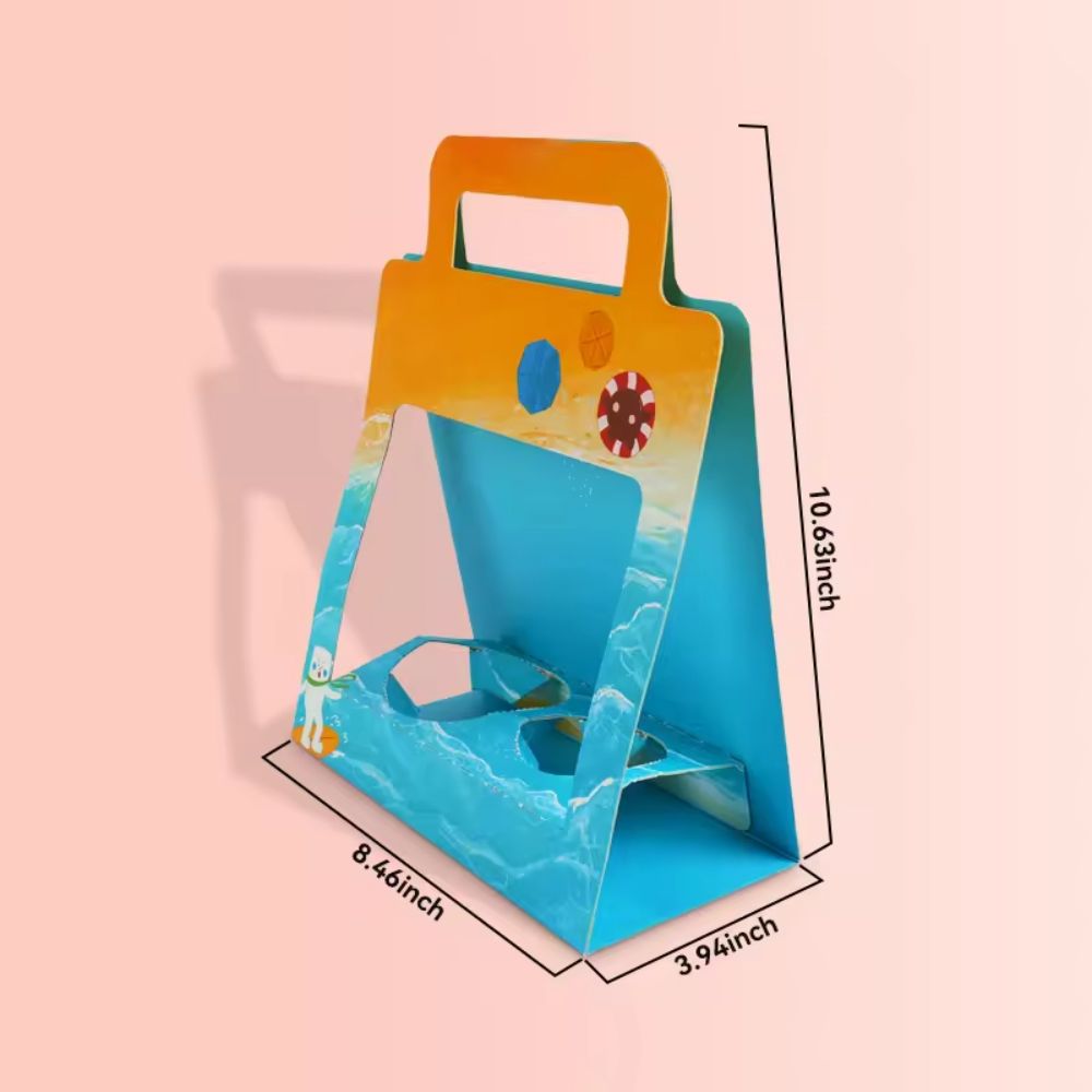 New Design Custom Logo Coffee Tea Cup Paper Holder Food Tray with Handle.jpg